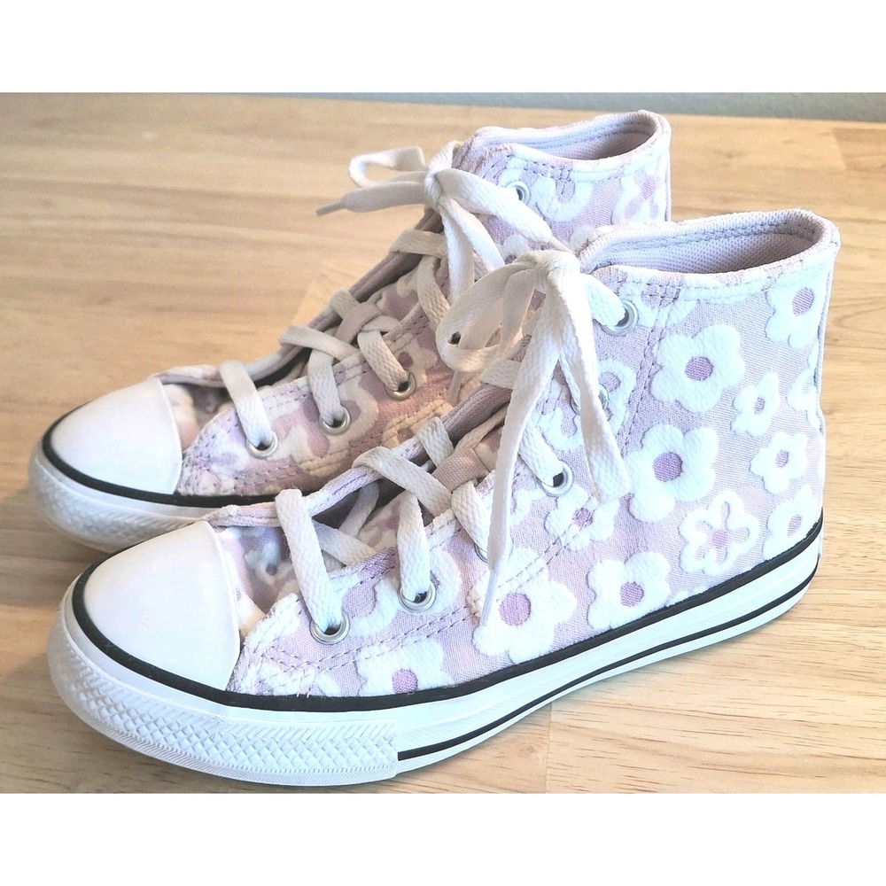 Converse Chuck Taylor All Star Floral Chenille High Top Sneakers Girls Size 1 - Picture 6 of 15